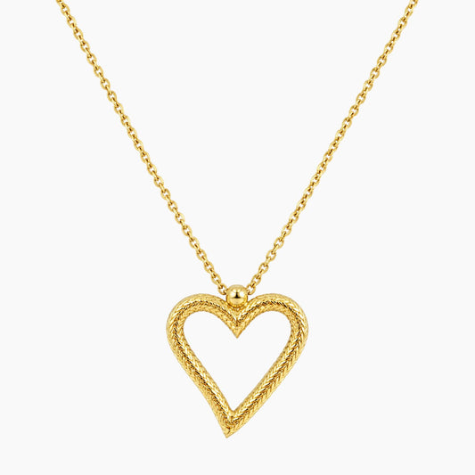10K Yellow Gold Heart Necklace, 18", 2.2g