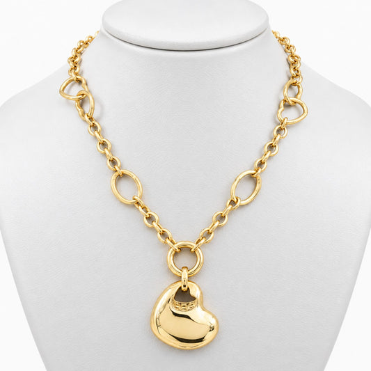 10K Yellow Gold Heart Necklace, 18.5", 12.6g