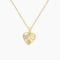 10K Yellow Gold Heart “15” Pendant with Chain & CZ – 19