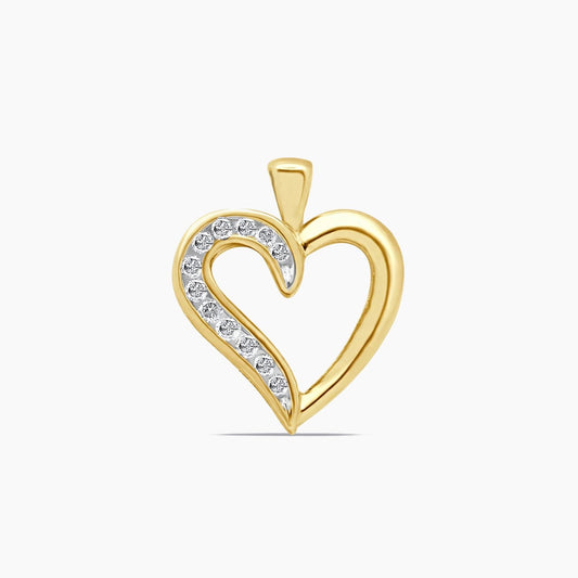 10K Yellow Gold Heart Pendant with 0.20ct Natural Diamond, 20mm