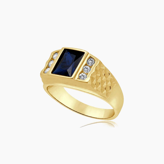 10K Yellow Gold Men's Ring with Cubic Zirconia, Size 10.5, 6.5g