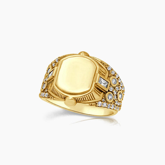 10K Yellow Gold Men’s Ring with CZ, Size 11, 8.0g