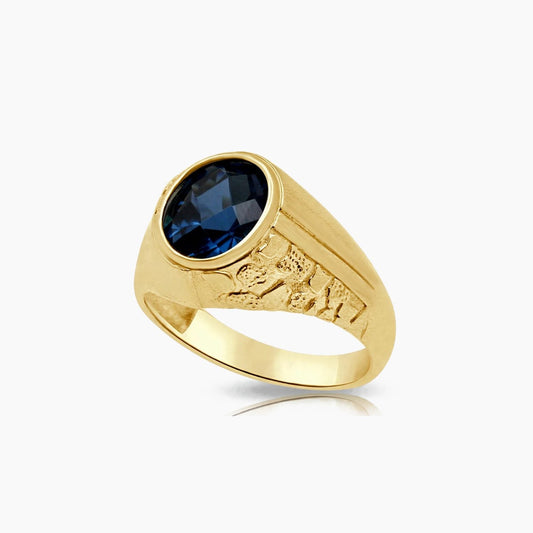10K Yellow Gold Men's Ring with Cubic Zirconia, Size 12, 5.9g