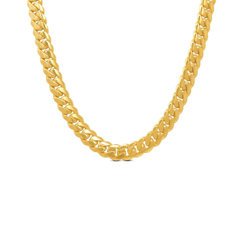 10K Yellow Gold Miami Cuban Link Chain, Size 12 mm