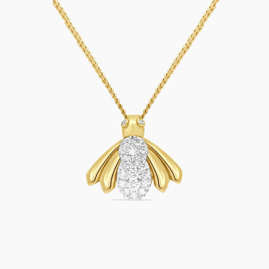 10K Yellow Gold Moth Pendant with 1.00ct Diamond – 21mm