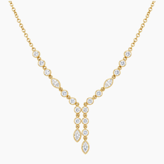10K Yellow Gold Necklace with Cubic Zirconia, 22", 3.8g