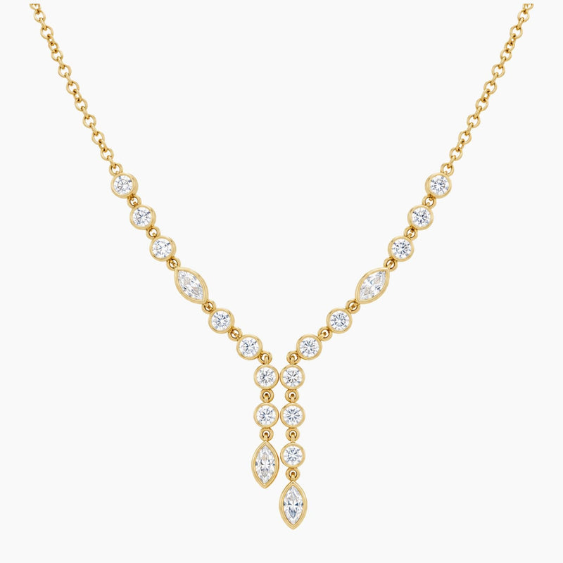 10K Yellow Gold Necklace with Cubic Zirconia, 22