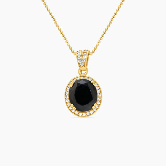 10K Yellow Gold Onyx Pendant with CZ Accents – 29mm, 7.48g