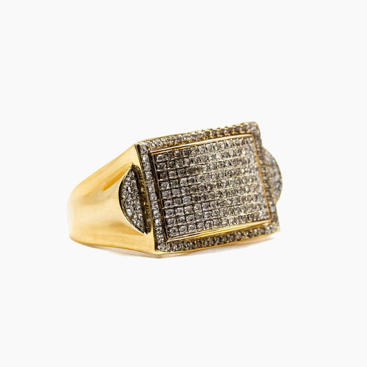 10K Yellow Gold Pave Belt Buckle Ring with 1.00 ct Diamonds