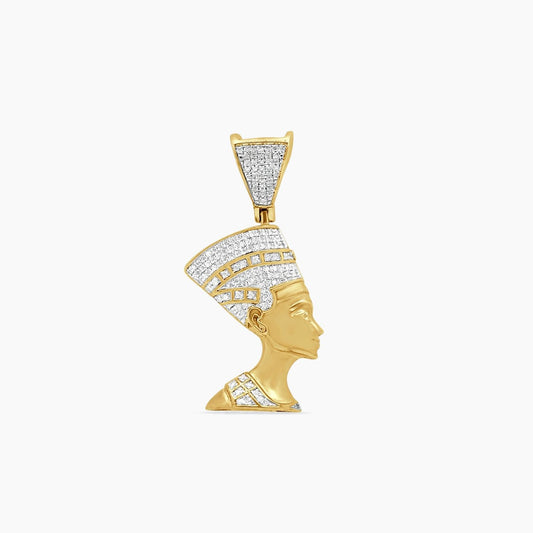 10K Yellow Gold Pharaoh Pendant with 0.25 ct Diamonds 38mm