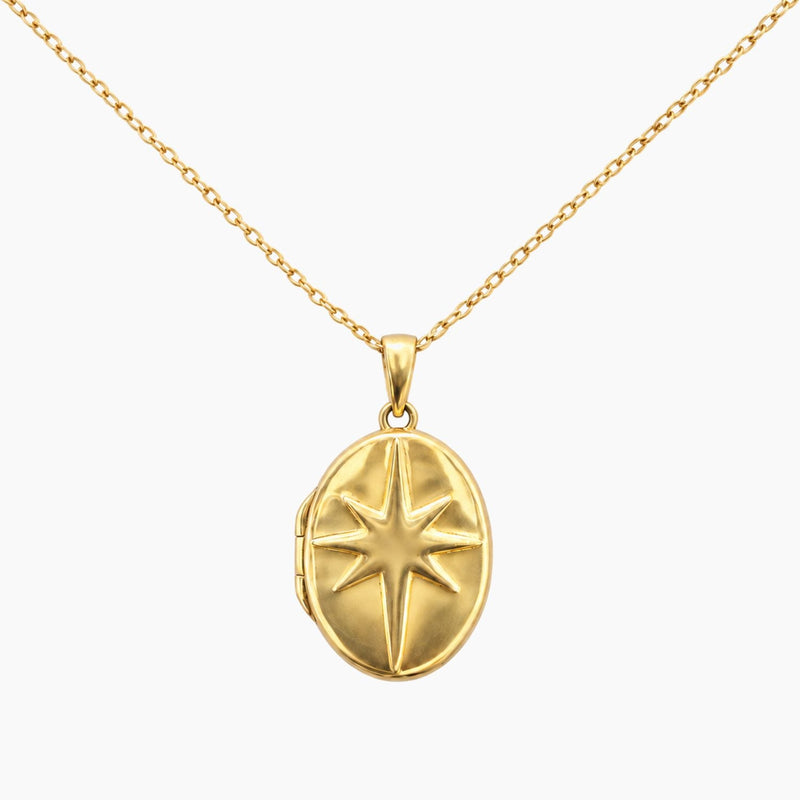 10K Yellow Gold Photo Locket Chain & Pendant, 18