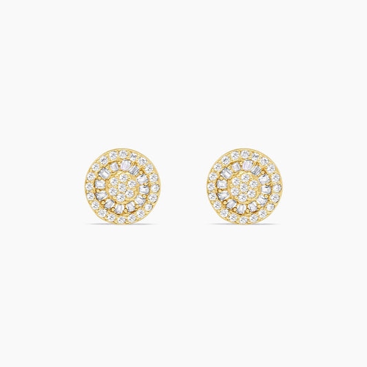 10K Yellow Gold Round Stud Earrings with Moissanite, 10mm