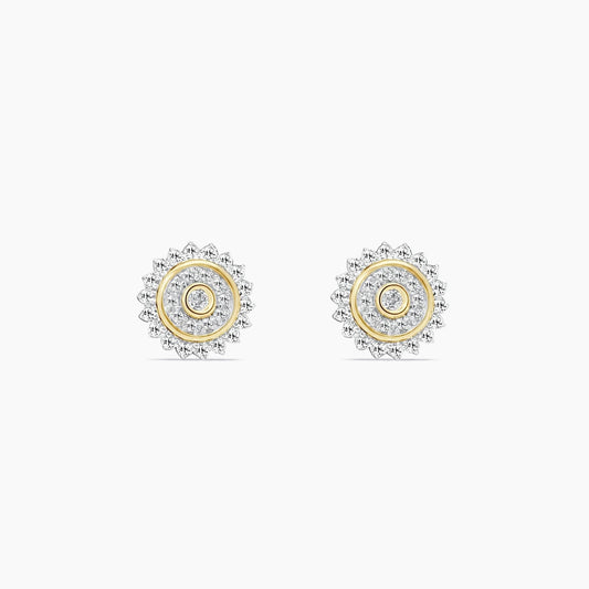 10K Yellow Gold Round Stud Earrings with Diamonds, 0.20 ct