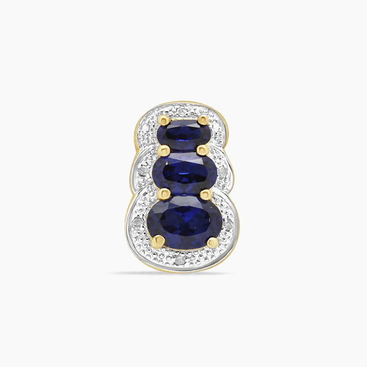 10K Yellow Gold Sapphire Pendant with Diamond – 16mm