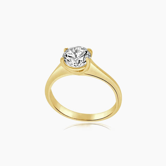 10K Yellow Gold Solitaire Ring with Cubic Zirconia, Size 6.75