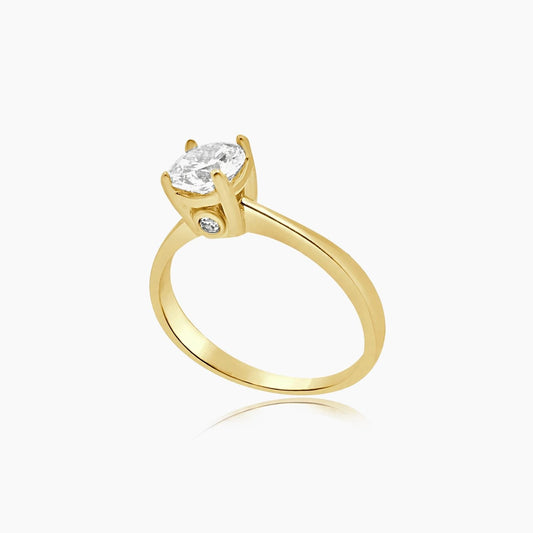 10K Yellow Gold Solitaire Ring with Cubic Zirconia, Size 7.5