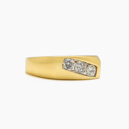 10K Yellow Gold Square Rolo Ring with 1.40 ct Natural Diamonds