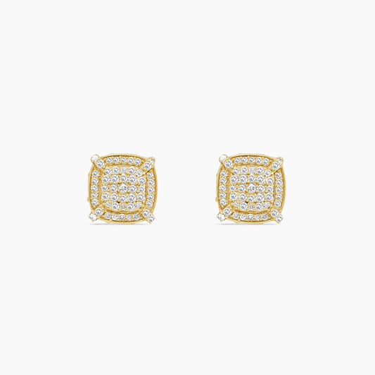 10K Yellow Gold Square Stud Earrings with 0.50 ct Diamonds