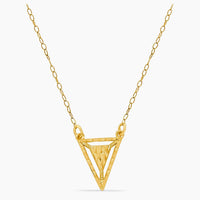 10K Yellow Gold Triangle Pendant with Chain – 19