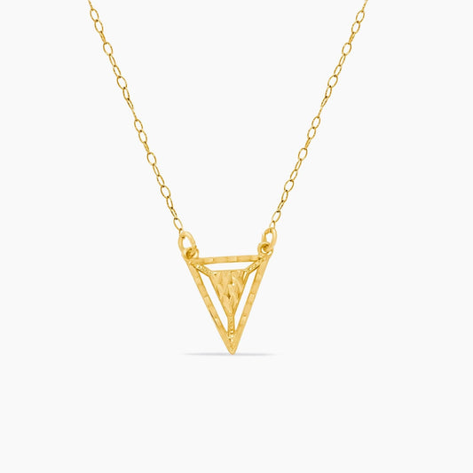 10K Yellow Gold Triangle Pendant with Chain – 19"