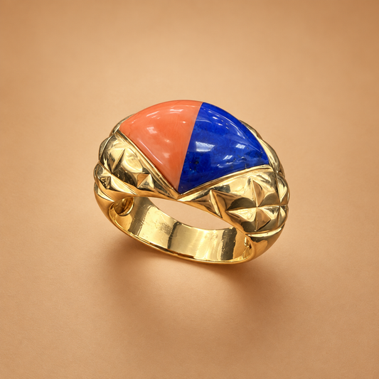 14K YG 7.0g Lapis Lazuli Ring 6.5 sz Women
