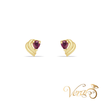 14K Yellow Gold Ruby Stud Earrings, 7mm, 1.4g