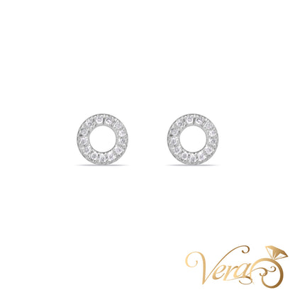14K White Gold Halo Stud Earrings with 0.10ct Natural Diamonds, 7mm, 1.2g