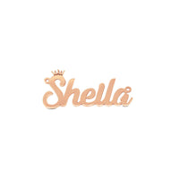 14K Curly Script Crown Name Pendant