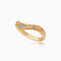 14K Rose Gold Band Ring with 0.06 ct Natural Diamond, Size 7
