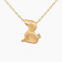 14K Rose Gold Dog Necklace 0.01 ct Natural Diamond, 18