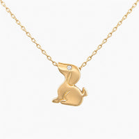 14K Rose Gold Dog Necklace 0.01 ct Natural Diamond, 18
