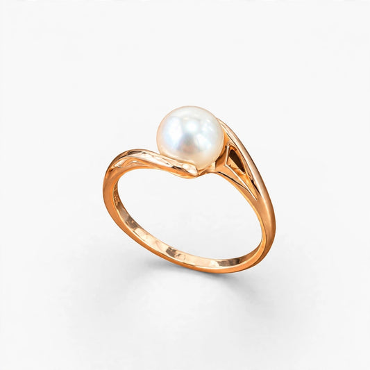 14K Rose Gold Pearl Ring, Size 9, 2.8g
