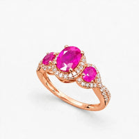 14K Rose Gold Ring Ruby & Diamond Ring, 0.25 ct Natural Diamonds, Size 7, 2.5g