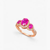 14K Rose Gold Ring Ruby & Diamond Ring, 0.25 ct Natural Diamonds, Size 7, 2.5g
