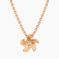 14K Rose Gold Star Necklace with 0.03 ct Natural Diamonds, 16