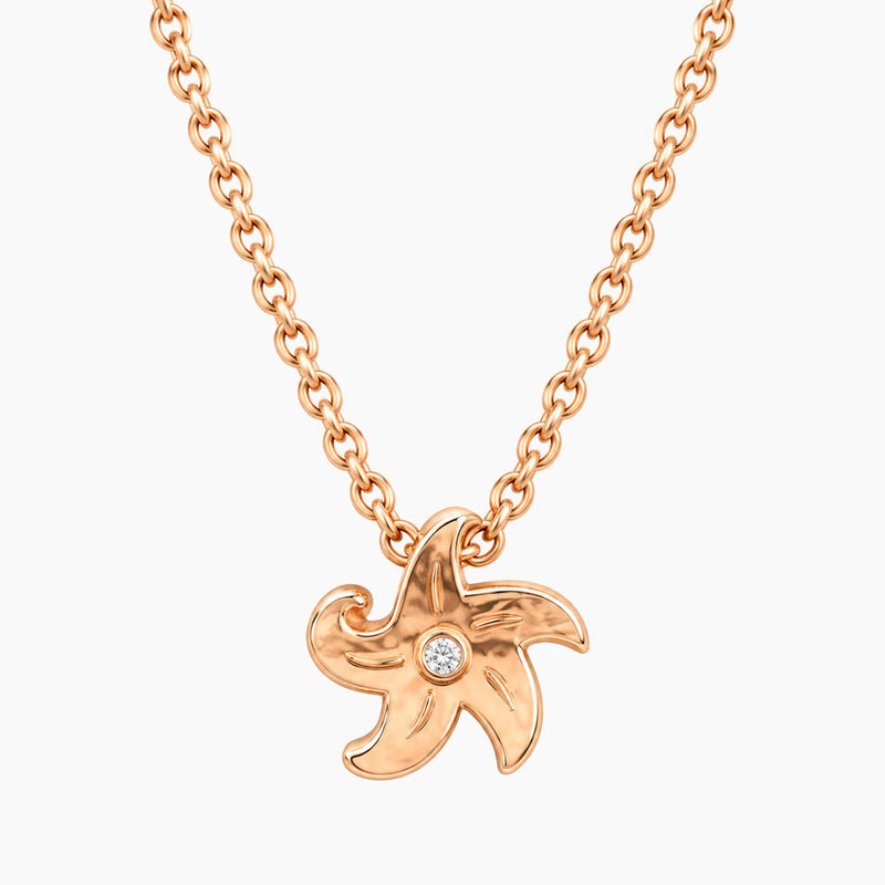 14K Rose Gold Star Necklace with 0.03 ct Natural Diamonds, 16