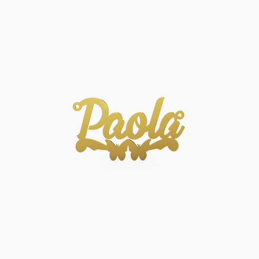 14K Solid Gold Cursive Name Butterfly Necklace