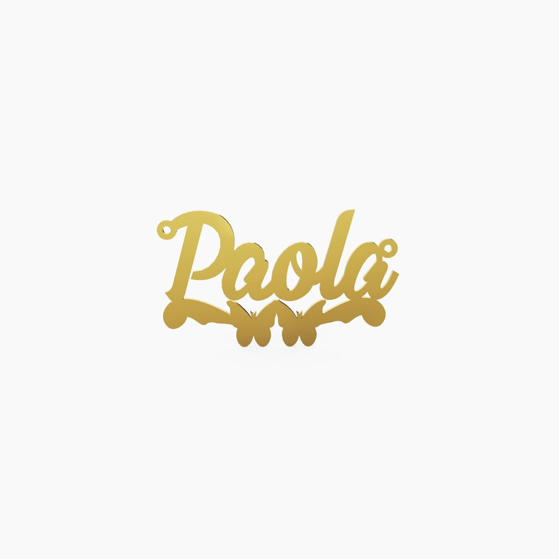 14K Solid Gold Cursive Name Butterfly Necklace