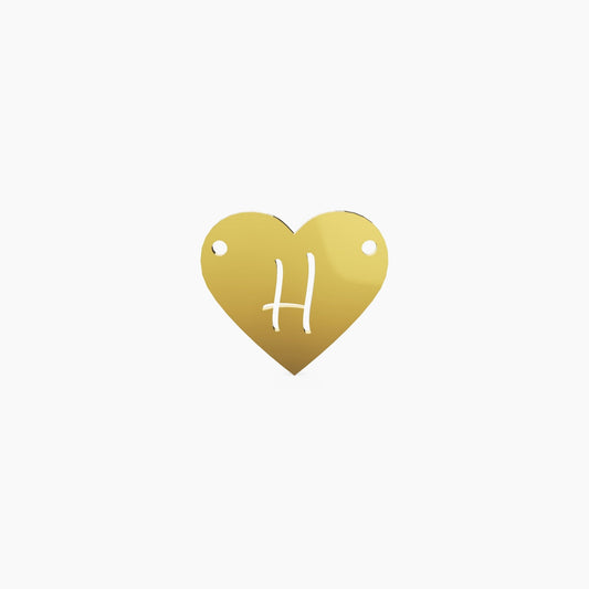 14K Solid Gold Letter Heart Necklace