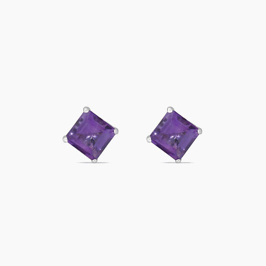 14K White Gold Amethyst Stud Earrings, 7mm, 1.24g