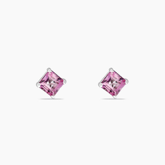 14K White Gold Amethyst Stud Earrings, 4.8mm, 0.93g