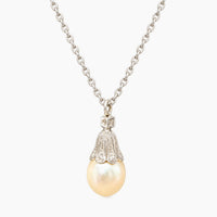 14K White Gold Angel Chain & Pendant with Cubic Zirconia, 18