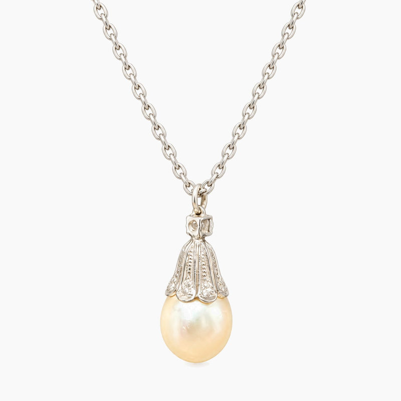 14K White Gold Angel Chain & Pendant with Cubic Zirconia, 18