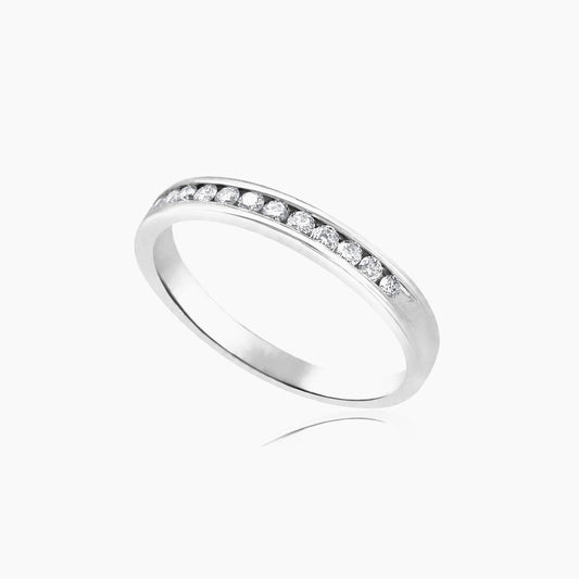 14K White Gold Band Ring 0.25 ct Natural Diamonds, Size 7, 2.6g