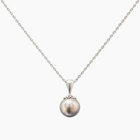 14K White Gold 1.9g Black Pearl Chain & Pendant 16