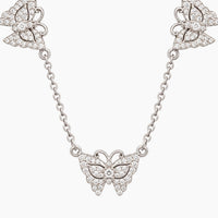 14K White Gold Butterfly Necklace with 0.15 ct Natural Diamonds