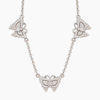 14K White Gold Butterfly Necklace with 0.15 ct Natural Diamonds