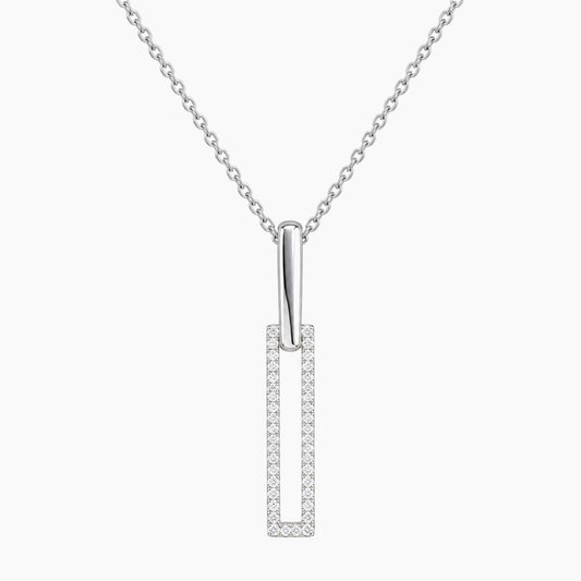 14K White Gold Chain & Pendant with 0.20 ct Natural Diamonds, 16"