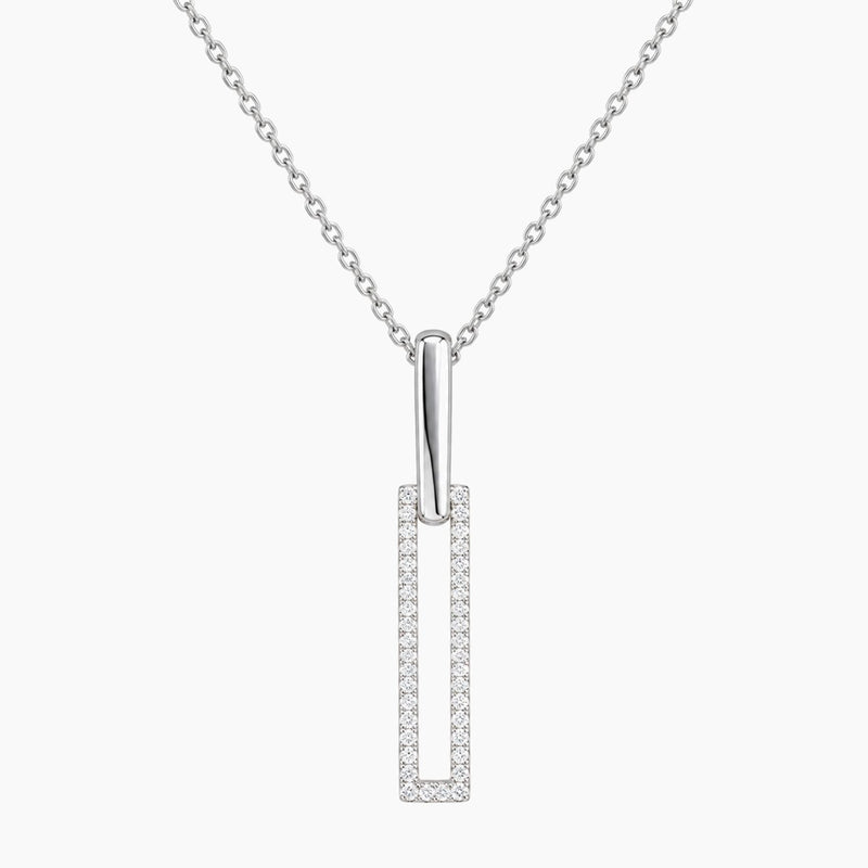 14K White Gold Chain & Pendant with 0.20 ct Natural Diamonds, 16