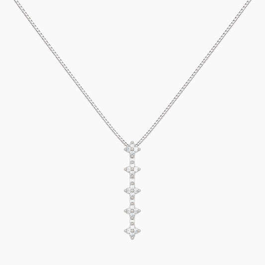 14K White Gold Chain & Pendant with 0.20 ct Natural Diamonds, 16"